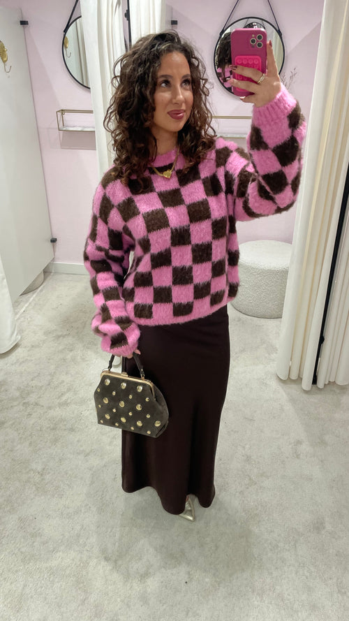 CHECKERBOARD PULL PINK/BROWN