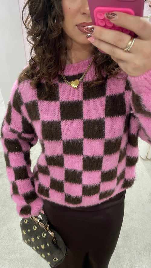 CHECKERBOARD PULL PINK/BROWN
