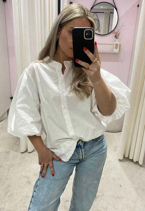 BALLOON SLEEVE BLOUSE WHITE