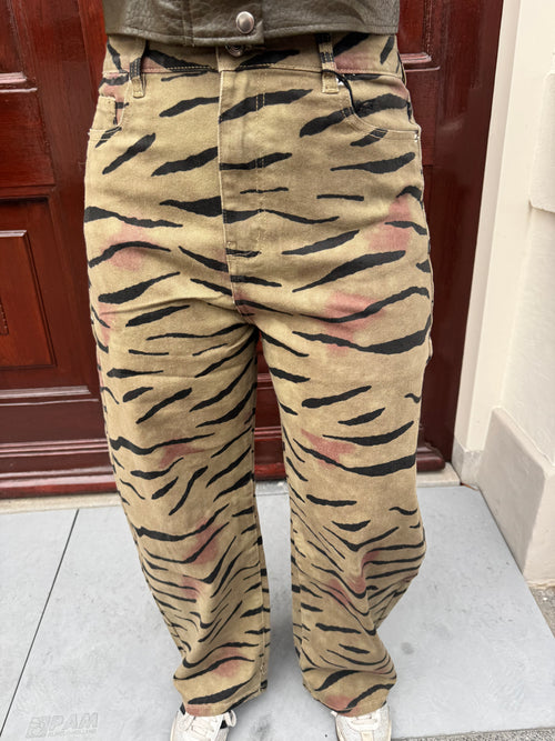 ZEBRA BARREL JEANS GREEN