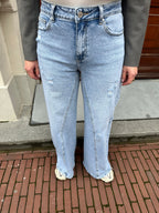 DESTROYED WIDE LEG JEANS