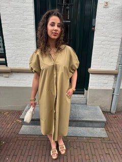 MAISON PUFFY SLEEVE DRESS OLIVE