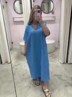 ZELIAH MOUSSELINE DRESS BLUE