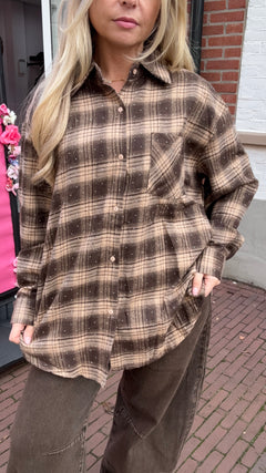 DIAMOND FLANEL BLOUSE BROWN