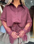 LACE DETAIL BLOUSE BORDEAUX