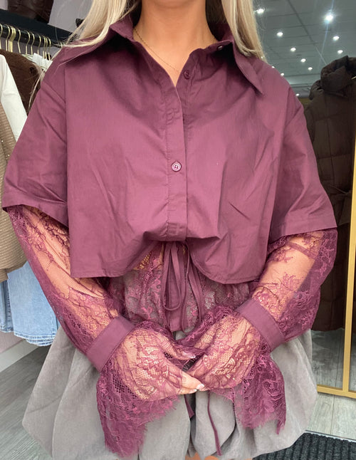 LACE DETAIL BLOUSE BORDEAUX