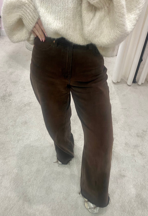 WIDE LEG JEANS BROWN