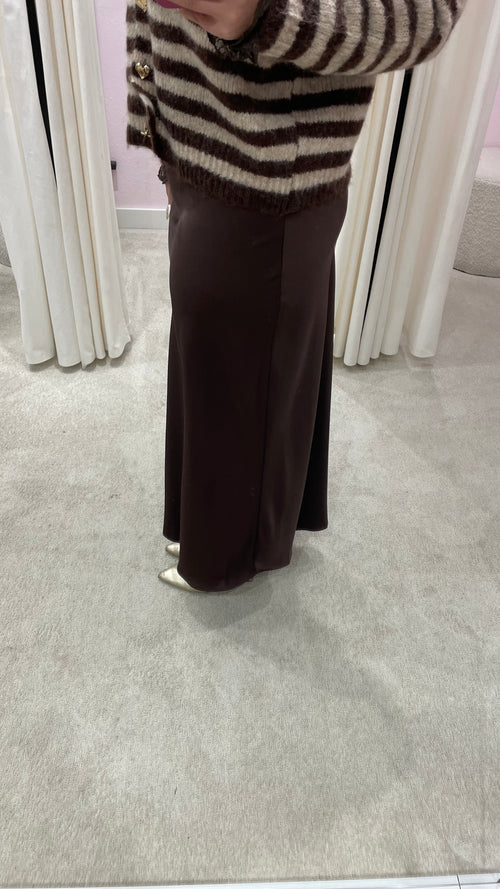 SATIN SKIRT BROWN