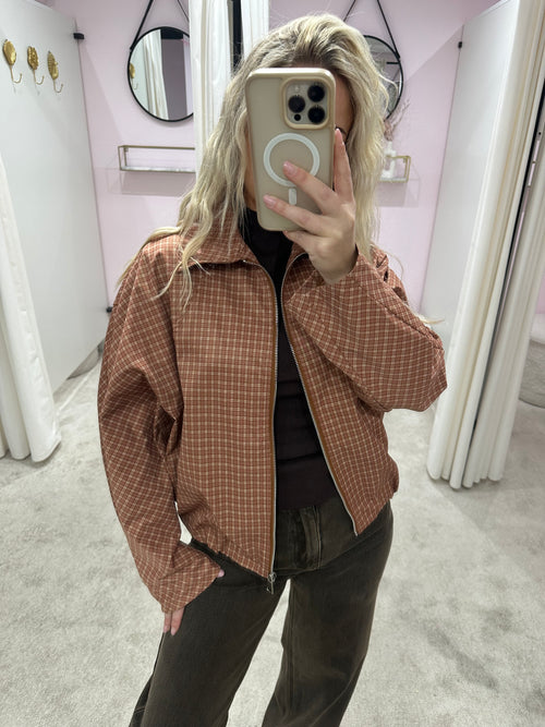 JACKY CHECK JACKET CAMEL