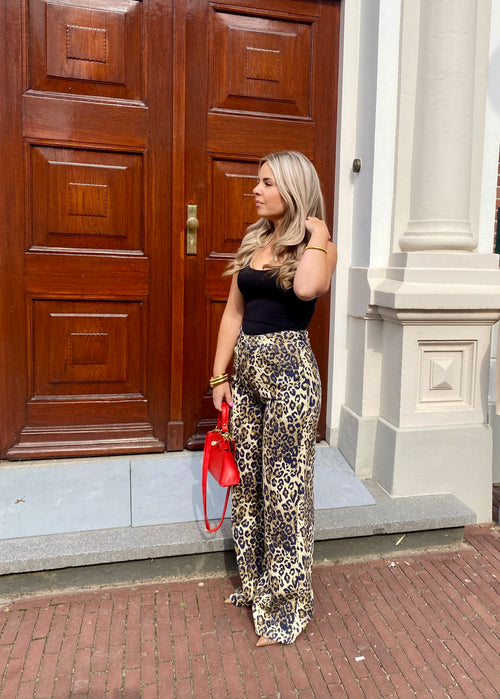 WIDE LEG LEOPARD JEANS