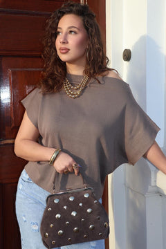 VLINDER TOP TAUPE