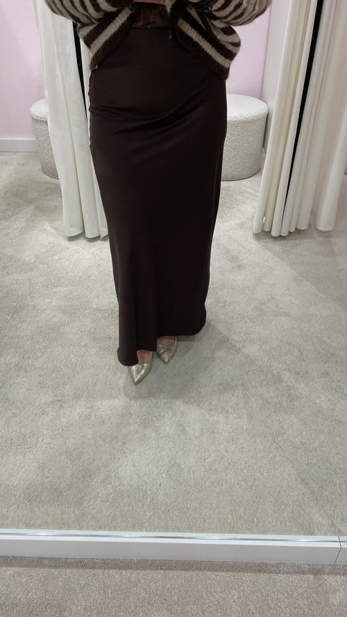 SATIN SKIRT BROWN