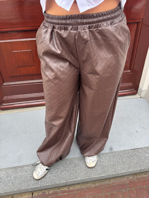 BALLOON PU PANT BROWN