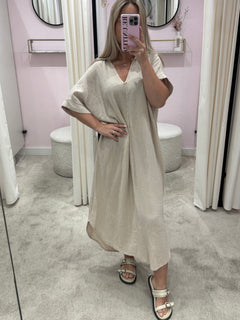 ZELIAH MOUSSELINE DRESS BEIGE