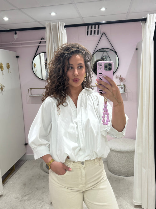 BALLOON BLOUSE SHORT SLEEVE WHITE