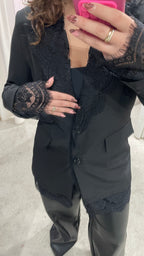 LACE BLAZER DRESS BLACK