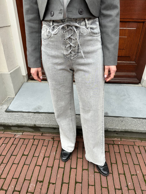 CORD WIDE LEG JEANS GREY