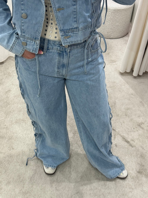 BRAIDED DENIM JEANS