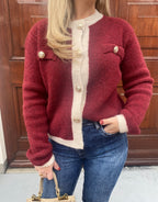 JULIE CARDIGAN BURGUNDY