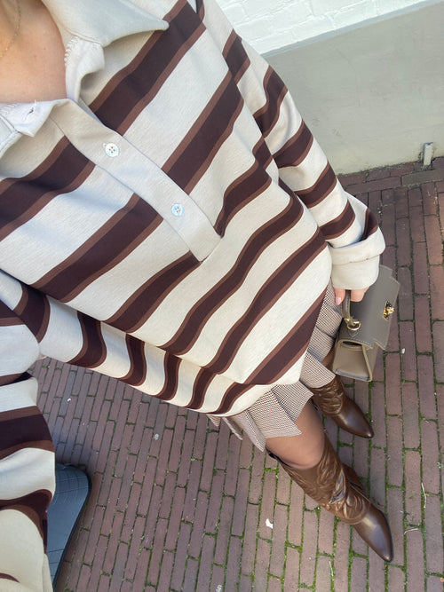 OVERSIZED STRIPED POLO BEIGE