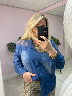 DENIM LACE BLOUSE