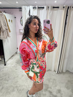 PARADISE DRESS TURQUOISE/PINK