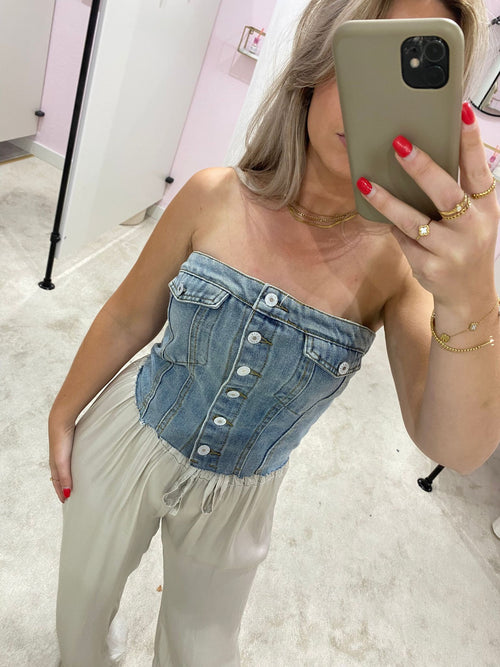 CROPPED DENIM TOP