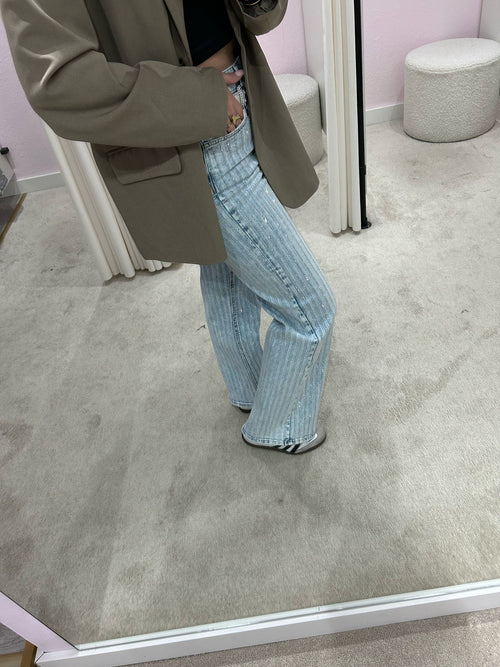 STRIPED GLITTER JEANS