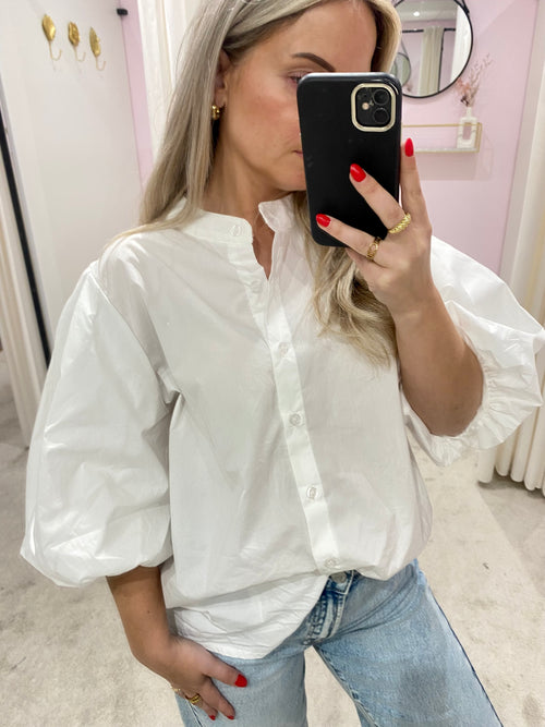 BALLOON SLEEVE BLOUSE WHITE
