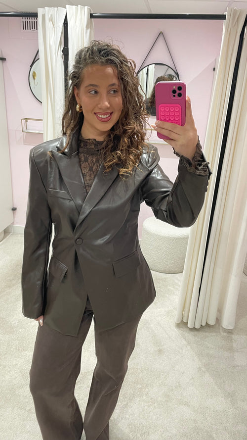 NINA PU BLAZER BROWN