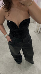 STRAPLESS SEQUIN BODY BLACK