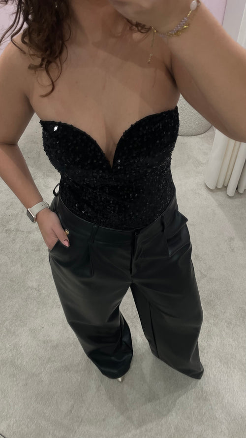 STRAPLESS SEQUIN BODY BLACK