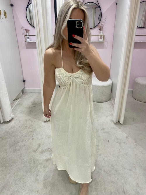 CROCHET BEACH DRESS CRÈME