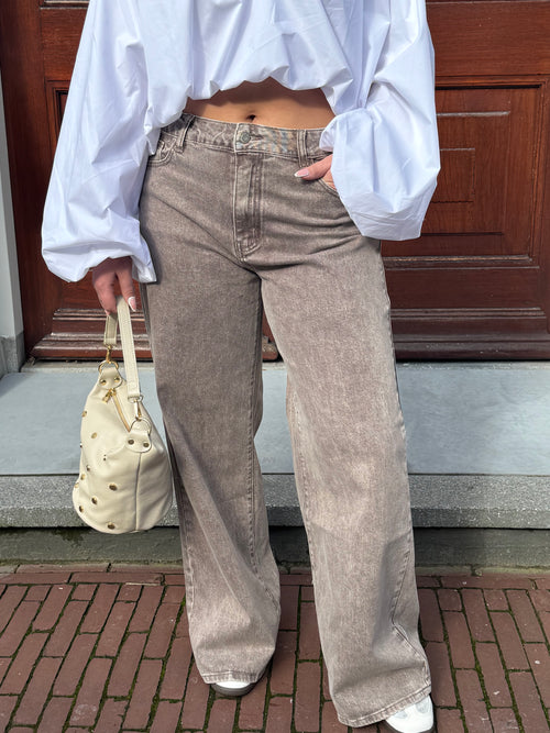 REMI WIDE LEG JEANS TAUPE
