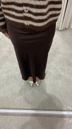 SATIN SKIRT BROWN