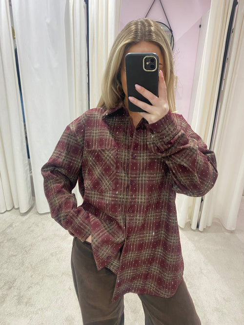 CHECKERED DIAMOND BLOUSE BORDEAUX