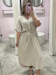 ZELIAH MOUSSELINE DRESS BEIGE