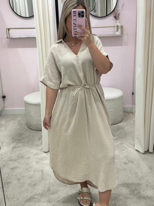 ZELIAH MOUSSELINE DRESS BEIGE