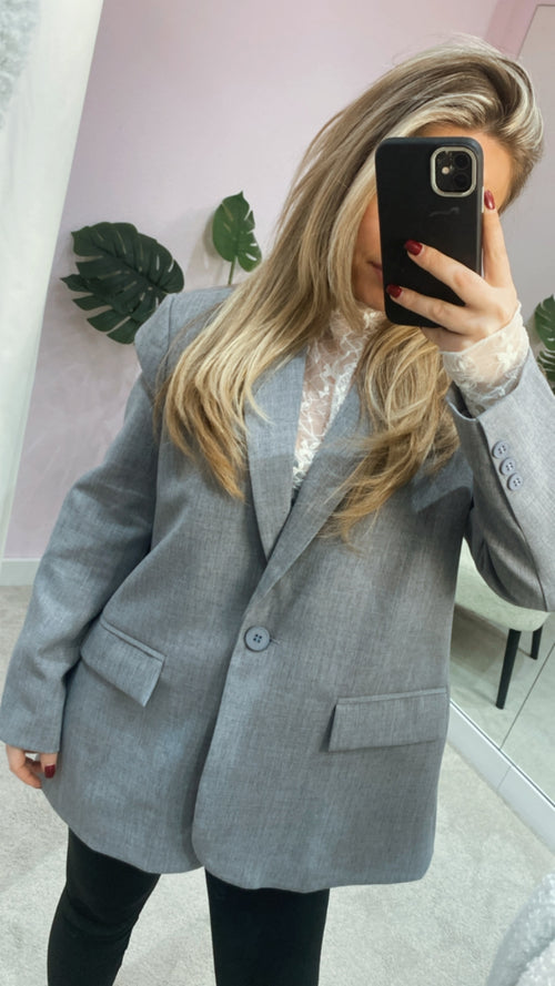 BACK SPLIT BLAZER GREY