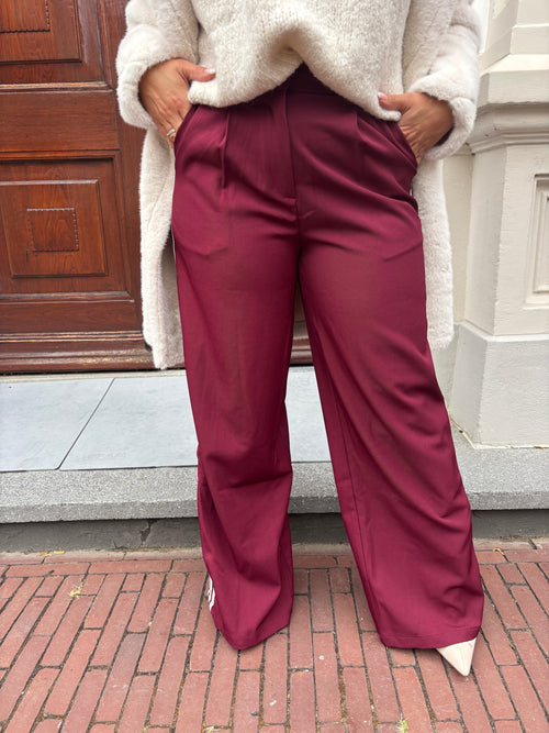 STRIPED PANTALON BORDEAUX