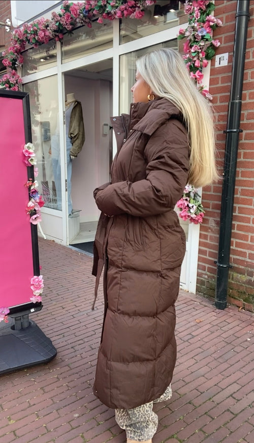 PUFFED LONG WINTER COAT BROWN
