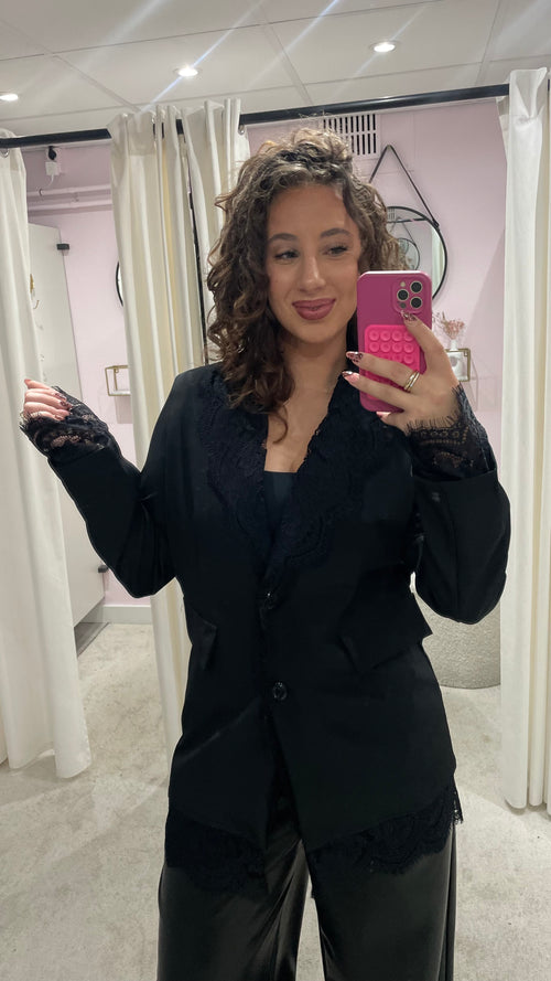 LACE BLAZER DRESS BLACK
