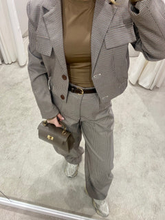 NAOMI CHECKERED BARREL PANTALON