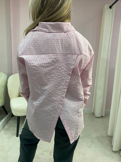 LOVELY STRIPED SPLIT BLOUSE PINK