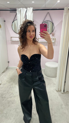 STRAPLESS SEQUIN BODY BLACK