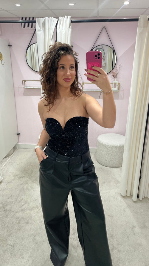 STRAPLESS SEQUIN BODY BLACK