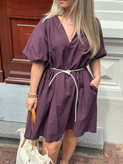 LENA DRESS AUBERGINE