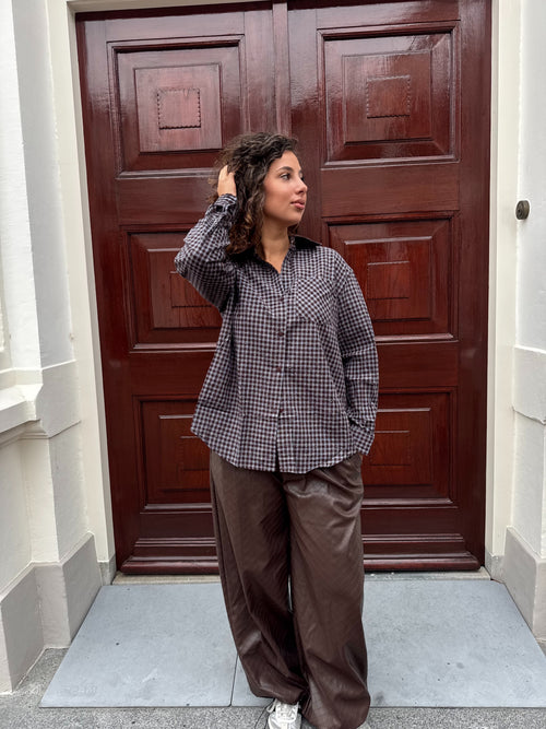 CHECKERED DIAMOND BLOUSE BLUE