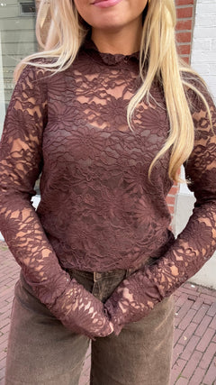 AMOUR LACE TOP BROWN