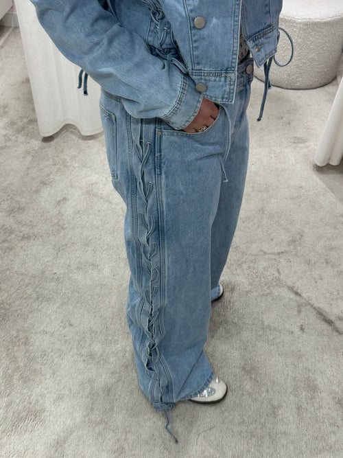 BRAIDED DENIM JEANS
